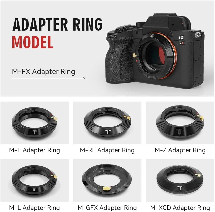 آداپتور لنز TTArtisan Leica M به دوربین با مانت Z/R/L/E/GFX/X1D/FUJI (آداپتور M-X1D، مشکی)