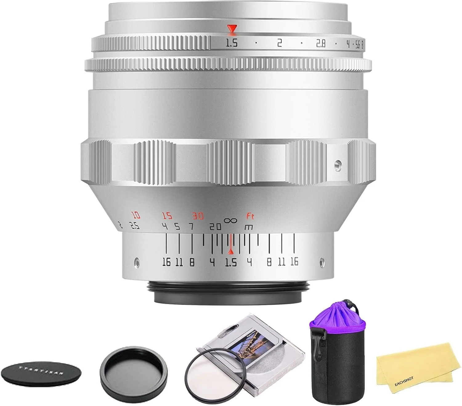 لنز تیتیآرتیسان 75mm F1.5 با بوکه چرخشی، فول فریم، دیافراگم باز، به همراه فیلتر لنز 58mm F1.5 و کیف لنز سازگار با لنز دوربین مانت M42 - نقرهای لنز تیتیآرتیسان 75mm F1.5 با بوکه چرخشی، فول فریم، دیافراگم باز، به همراه فیلتر لنز 58mm F1.5 و کیف لنز سازگار با لنز دوربین مانت M42 - نقرهای