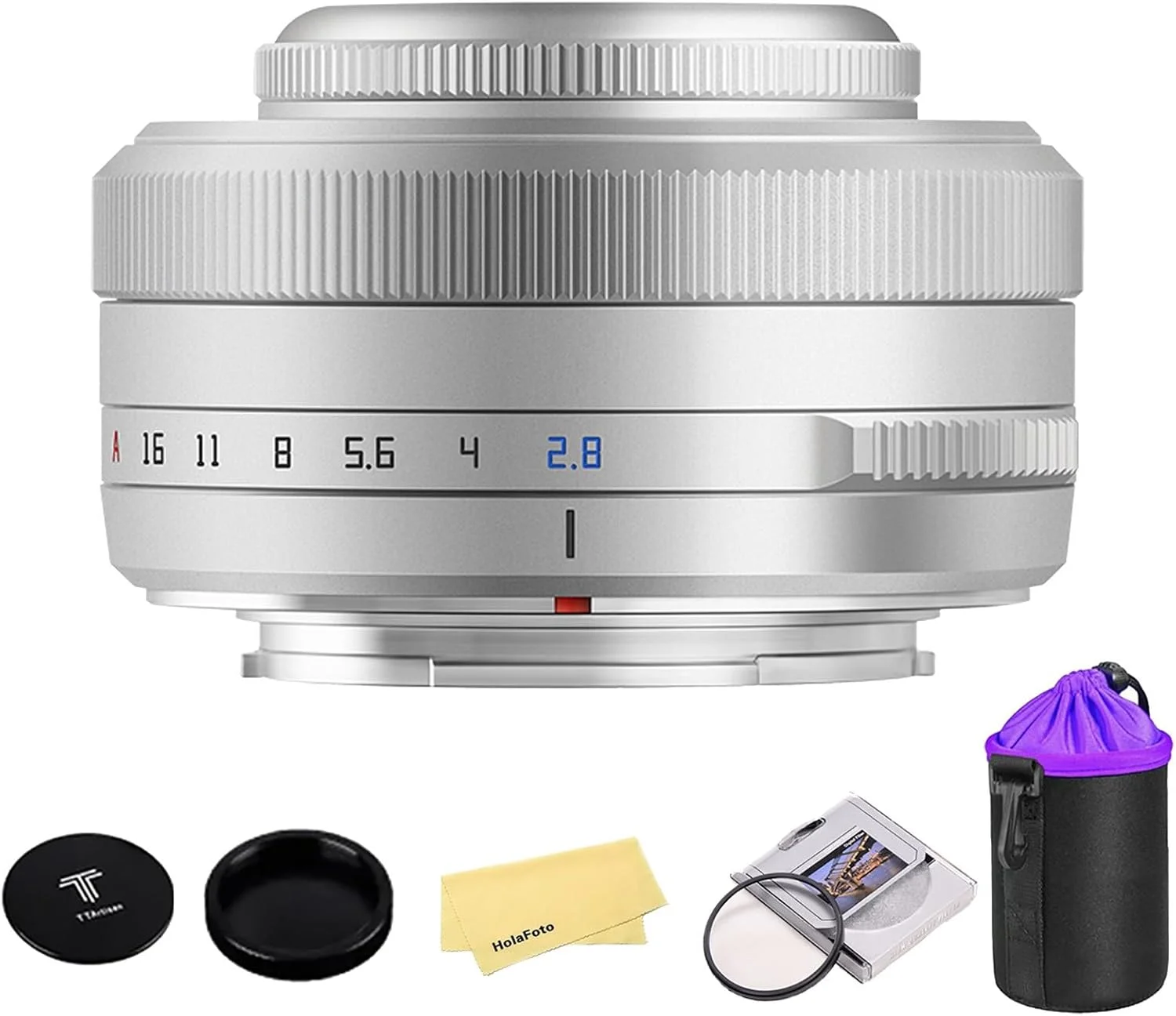 لنز فوق فشرده پنکیکی TTARTISAN AF 27mm F2.8 APS-C برای دوربین های فوجی X مانت مناسب برای Fujifilm XS10 X-E4 X-T10 X-T20 X-T3 X-T4 X-T100 X-T200 X-T30 X-Pro1 X-Pro2 X-Pro3 X-E1-E1-2 نقره ای