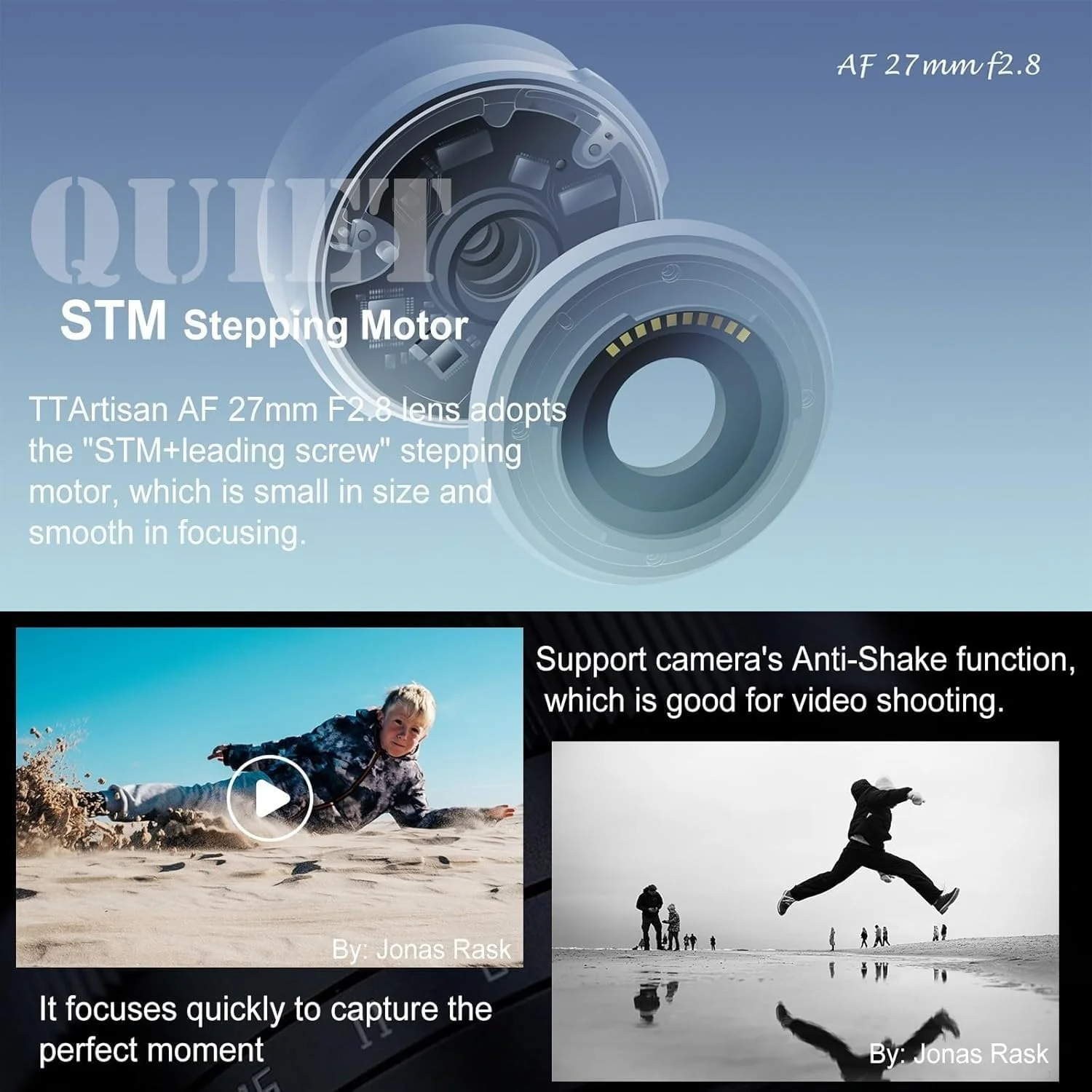 لنز TTArtisan 27mm F2.8 با مانت XF و فوکوس خودکار STM APS-C برای دوربین های Fujifilm Fuji X-Mount مدل های X-T10 X-T2 X-T20 X-T30 X-T3 X-T4 X-T5 X-T100 X-T200 X-T30 X-PR01 X-PR01 X-PR02 X-PR03