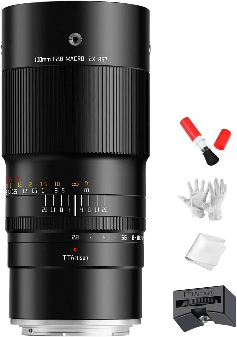 TTartisan 100 mm F2.8 Macro 2X Full Frame Lens with Manual Focusing, Compatible with Mirrorless Canon RF Mount Cameras EOS R RP R5 R5C R5II R6 R6II R8 R3 R1 R7 R10 R50 R100 etc.