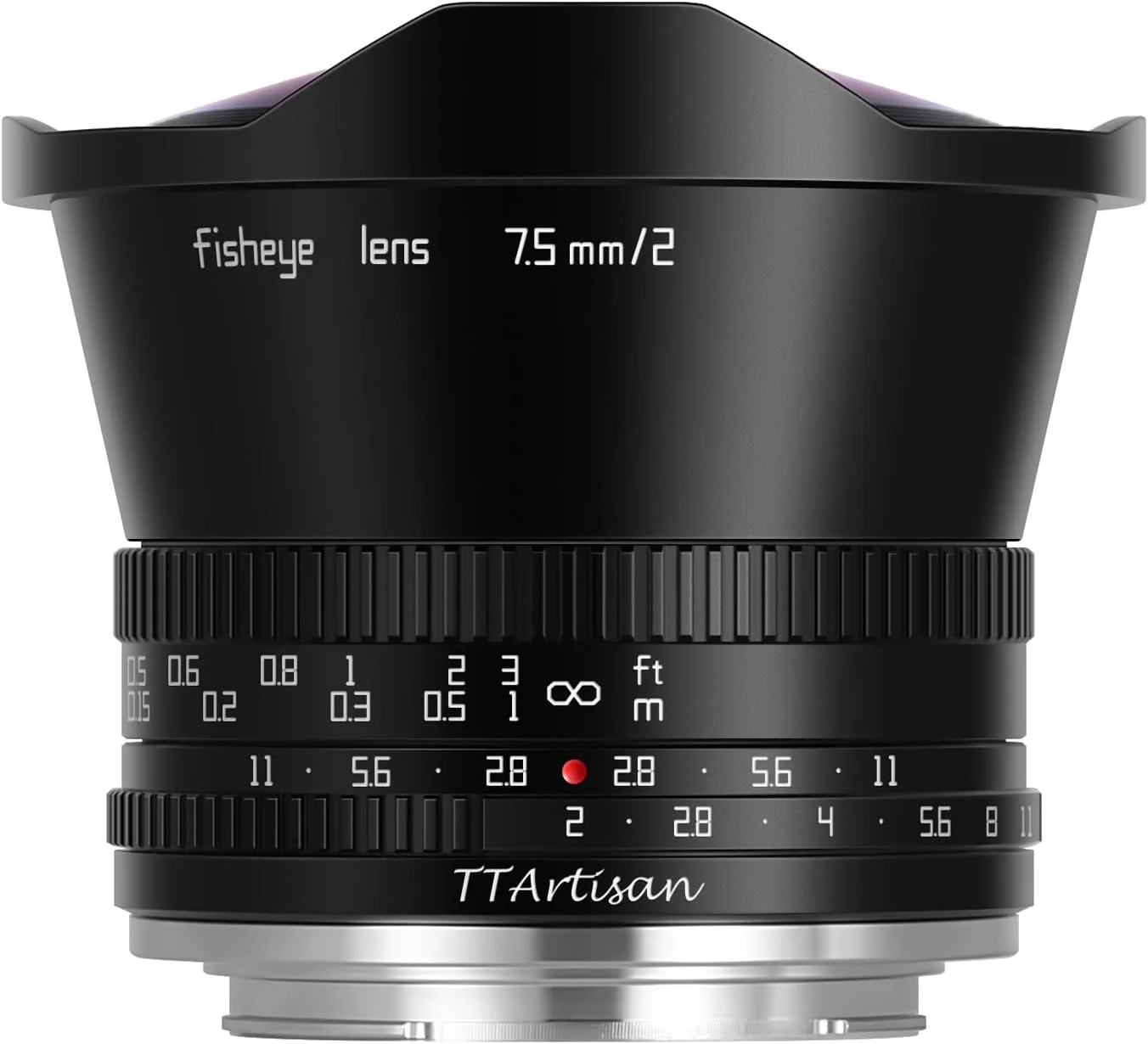 لنز دوربین TTArtisan 7.5mm F2.0 APS-C با دیافراگم باز، لنز چشم ماهی سازگار با دوربین های فوجی X Mount مدل های X-A1, X-A10, X-A2, X-A3, X-A5, X-A7, X-M1, X-M2, X-H1, X-T1, X-T10, X-T2