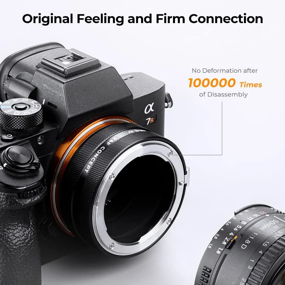 آداپتور اتصال لنز K&F Concept NIK-NEX IV با فوکوس دستی سازگار با لنز Nikon F و بدنه دوربین Sony E Mount آداپتور اتصال لنز K&F Concept NIK-NEX IV با فوکوس دستی سازگار با لنز Nikon F و بدنه دوربین Sony E Mount