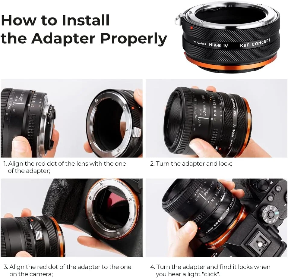 آداپتور اتصال لنز K&F Concept NIK-NEX IV با فوکوس دستی سازگار با لنز Nikon F و بدنه دوربین Sony E Mount آداپتور اتصال لنز K&F Concept NIK-NEX IV با فوکوس دستی سازگار با لنز Nikon F و بدنه دوربین Sony E Mount