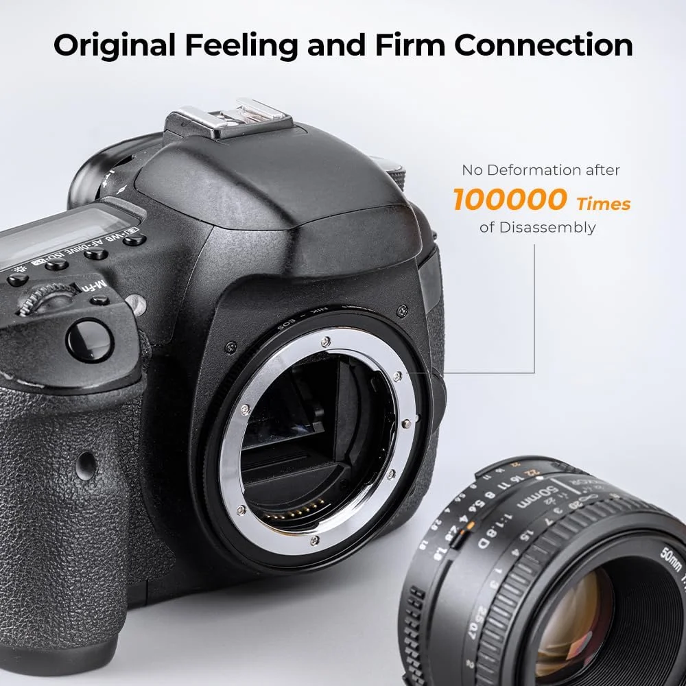 آداپتور لنز K&F CONCEPT Nik به EOS، سازگار با لنزهای Nikon Nikkor F/AI Mount و سازگار با بدنه دوربین Canon EOS EF EF-S Mount آداپتور لنز K&F CONCEPT Nik به EOS، سازگار با لنزهای Nikon Nikkor F/AI Mount و سازگار با بدنه دوربین Canon EOS EF EF-S Mount