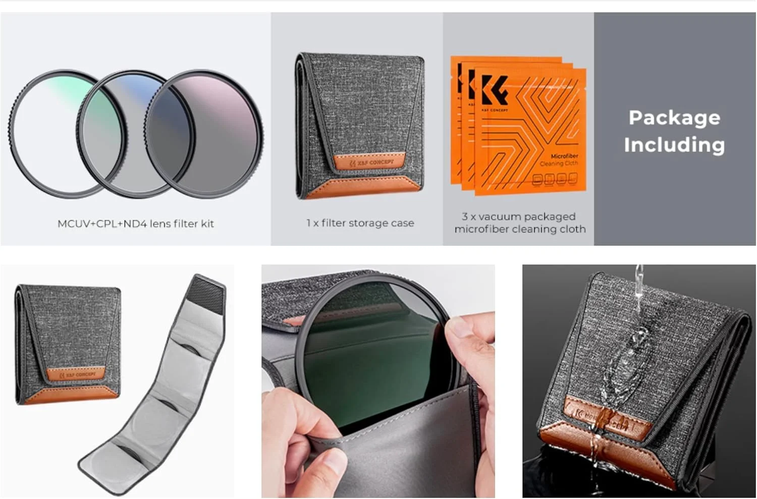 کیت فیلتر لنز حرفه ای 3 عددی K&F Concept (MCUV/CPL/ND4) + پارچه تمیز کننده لنز + کیف فیلتر برای لنز دوربین های DSLR و بدون آینه (سری K) - 67mm کیت فیلتر لنز حرفه ای 3 عددی K&F Concept (MCUV/CPL/ND4) + پارچه تمیز کننده لنز + کیف فیلتر برای لنز دوربین های DSLR و بدون آینه (سری K) - 67mm