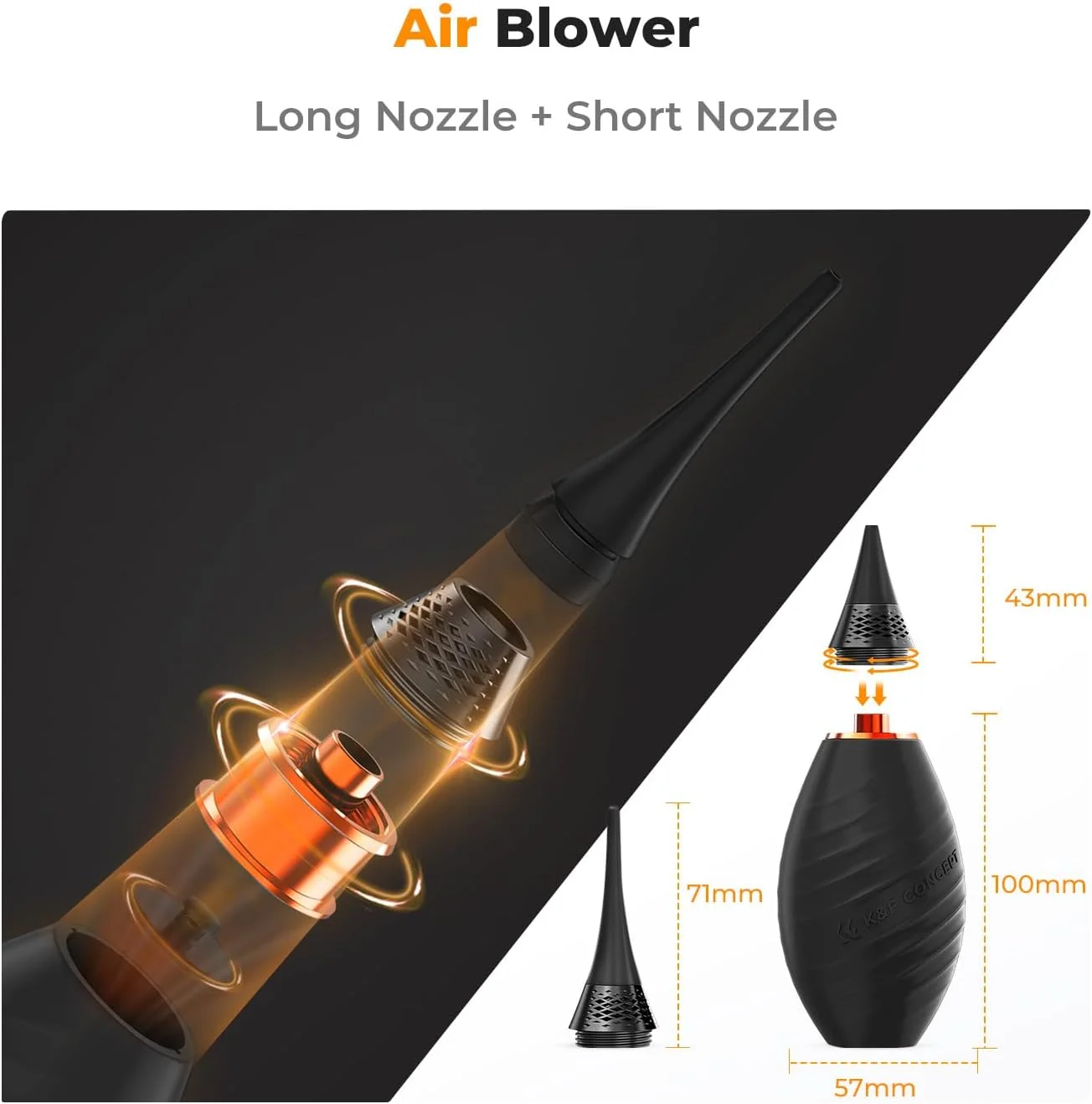 کیت تمیز کننده لنز دوربین 10 در 1 K&F Concept برای لنز دوربین DSLR، فیلتر، تلفن های همراه با دمنده هوای سیلیکونی پیشرفته *1 + نازل کوتاه *1 + نازل بلند *1 + پارچه تمیز کننده *6 + قلم تمیز کننده *1 + محلول تمیز کننده 15 میلی لیتری *1