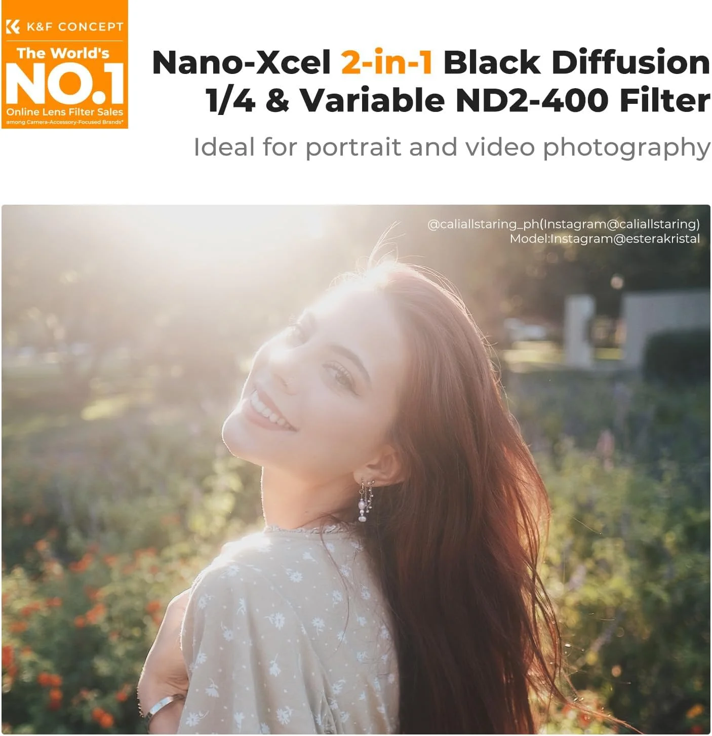 فیلتر مه سیاه 1/4 و ND متغیر ND2-400 دو در یک K&F CONCEPT با قطر 58 میلی‌متر برای لنز دوربین