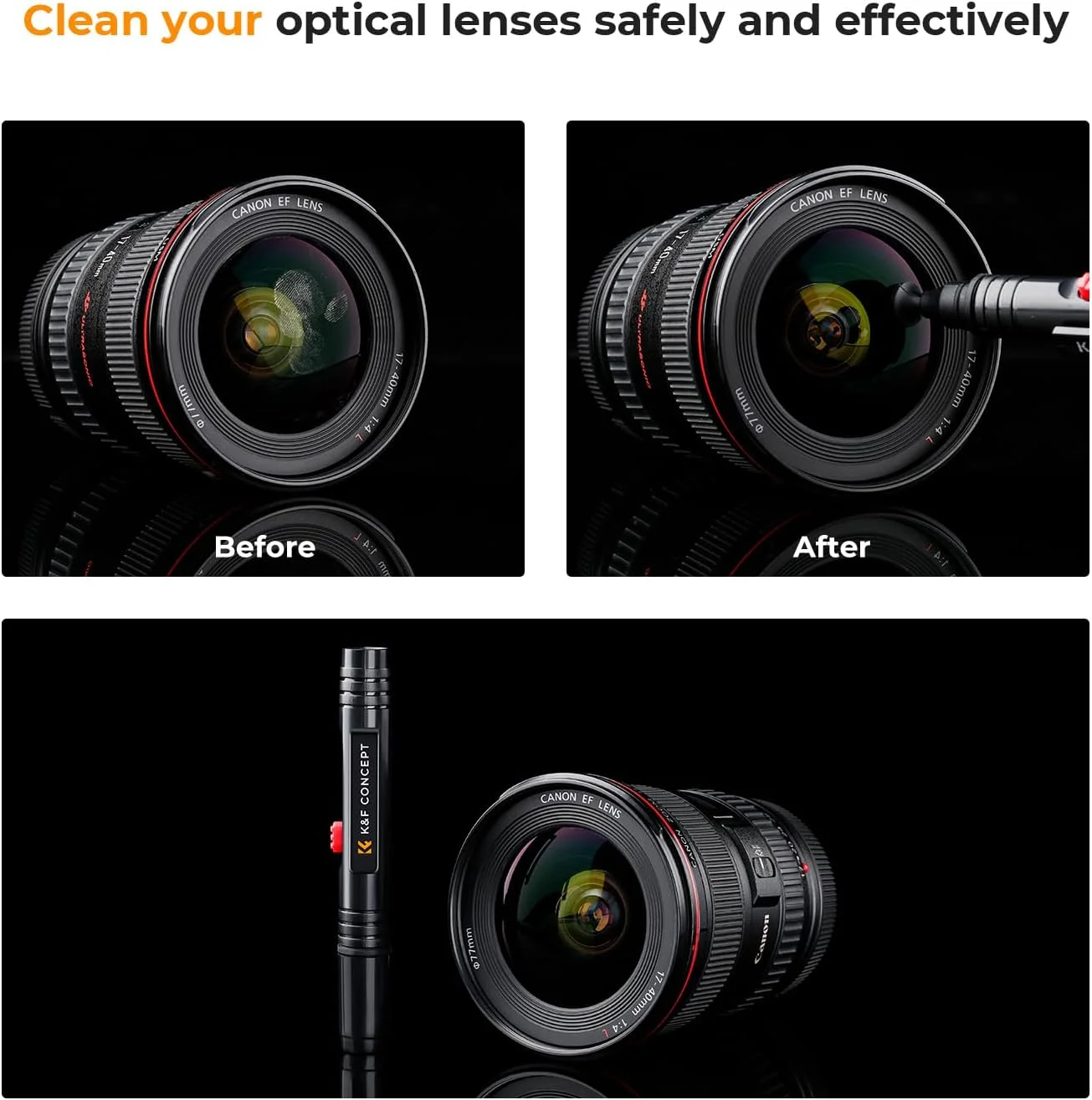 K&F CONCEPT Lens-Cleaning Pen *3 Double Sided Carbon Tip for DSLR Cameras, Lens, Filters, Lenses, Telescope, Smartphone K&F CONCEPT Lens-Cleaning Pen *3 Double Sided Carbon Tip for DSLR Cameras, Lens, Filters, Lenses, Telescope, Smartphone