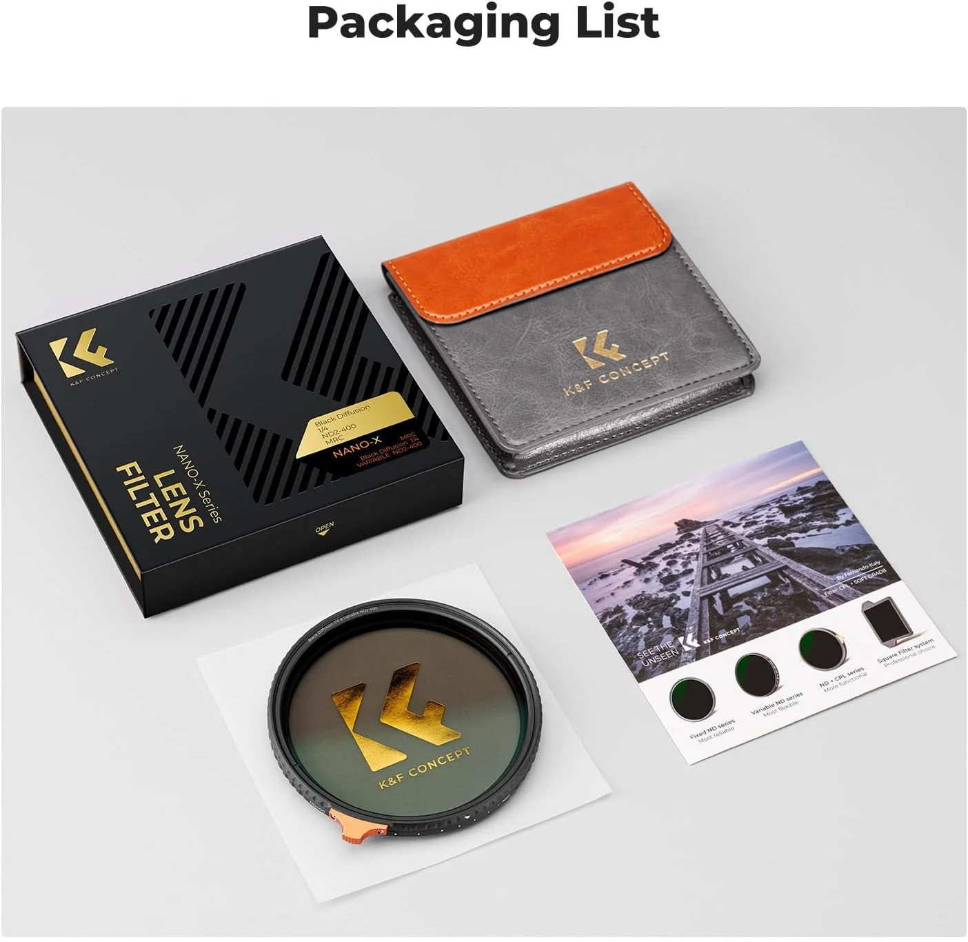 فیلتر مه سیاه 1/4 و ND متغیر ND2-400 دو در یک K&F CONCEPT با قطر 58 میلیمتر برای لنز دوربین فیلتر مه سیاه 1/4 و ND متغیر ND2-400 دو در یک K&F CONCEPT با قطر 58 میلیمتر برای لنز دوربین