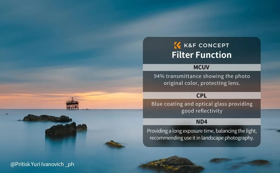 کیت فیلتر لنز حرفه ای 3 عددی K&F Concept (MCUV/CPL/ND4) + پارچه تمیز کننده لنز + کیف فیلتر برای لنز دوربین های DSLR و بدون آینه (سری K) - 67mm کیت فیلتر لنز حرفه ای 3 عددی K&F Concept (MCUV/CPL/ND4) + پارچه تمیز کننده لنز + کیف فیلتر برای لنز دوربین های DSLR و بدون آینه (سری K) - 67mm