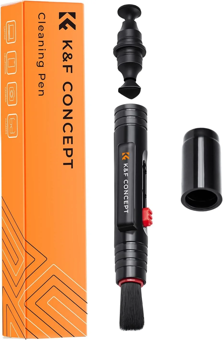 قلم تمیز کننده لنز K&F Concept با برس نرم، سر کربنی دو طرفه برای لنز دوربین، لنزهای نوری، عینک، Cosmos/Valve Index /PS4 PS5 VR Headset، تمیز کردن گرد و غبار و اثر انگشت پهپاد