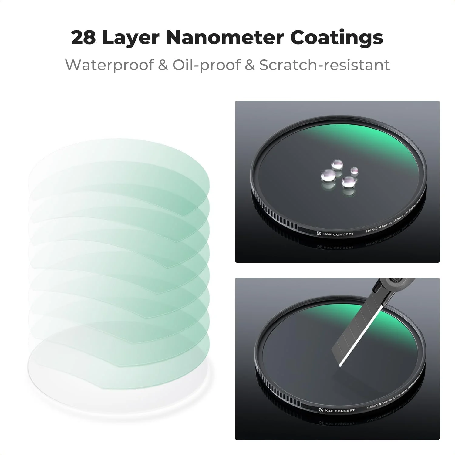 فیلتر بسیار سخت و انعکاس فرابنفش بسیار کم K&F Concept 49mm به همراه پارچه تمیز کننده برای لنز دوربین، محافظت فرابنفش، شیشه اپتیکال با پوشش نانو 28 لایه (سری X) فیلتر بسیار سخت و انعکاس فرابنفش بسیار کم K&F Concept 49mm به همراه پارچه تمیز کننده برای لنز دوربین، محافظت فرابنفش، شیشه اپتیکال با پوشش نانو 28 لایه (سری X)