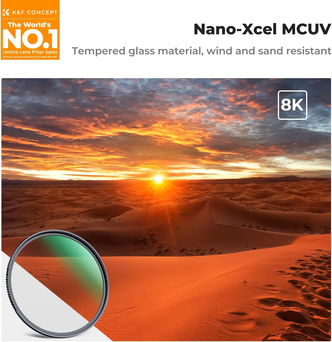 K&F Concept 62mm MC UV Protection Filter Shockproof Tempered Optical Glass with 28 Multi-Layer Coatings HD/Waterproof/Scratch Resistant for 62mm Camera Lens