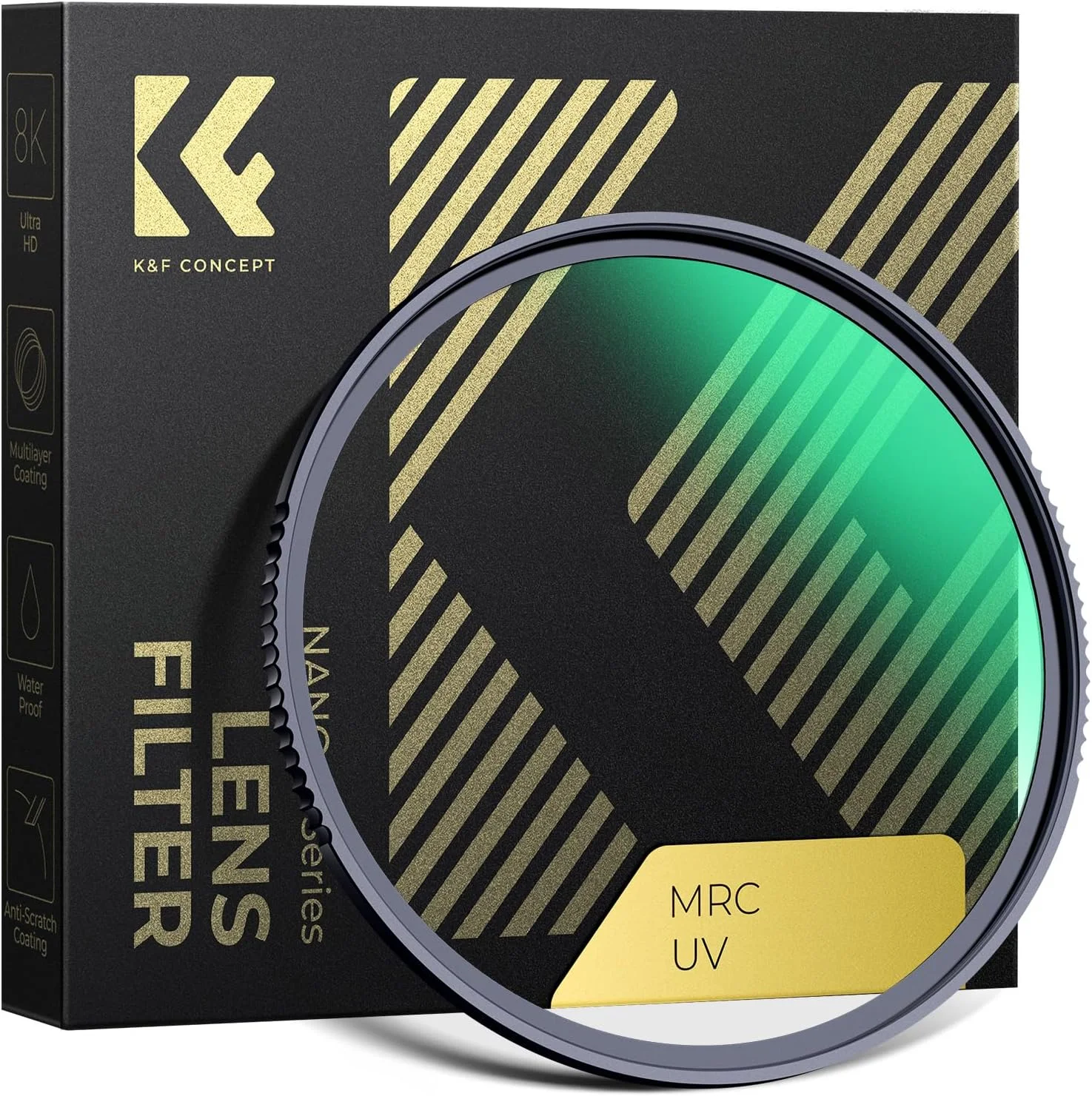 فیلتر محافظ UV چند لایه K&F Concept با پوشش 28 لایه، HD، ضد آب و ضد خش، فوق العاده باریک برای لنز دوربین 95 میلی متری