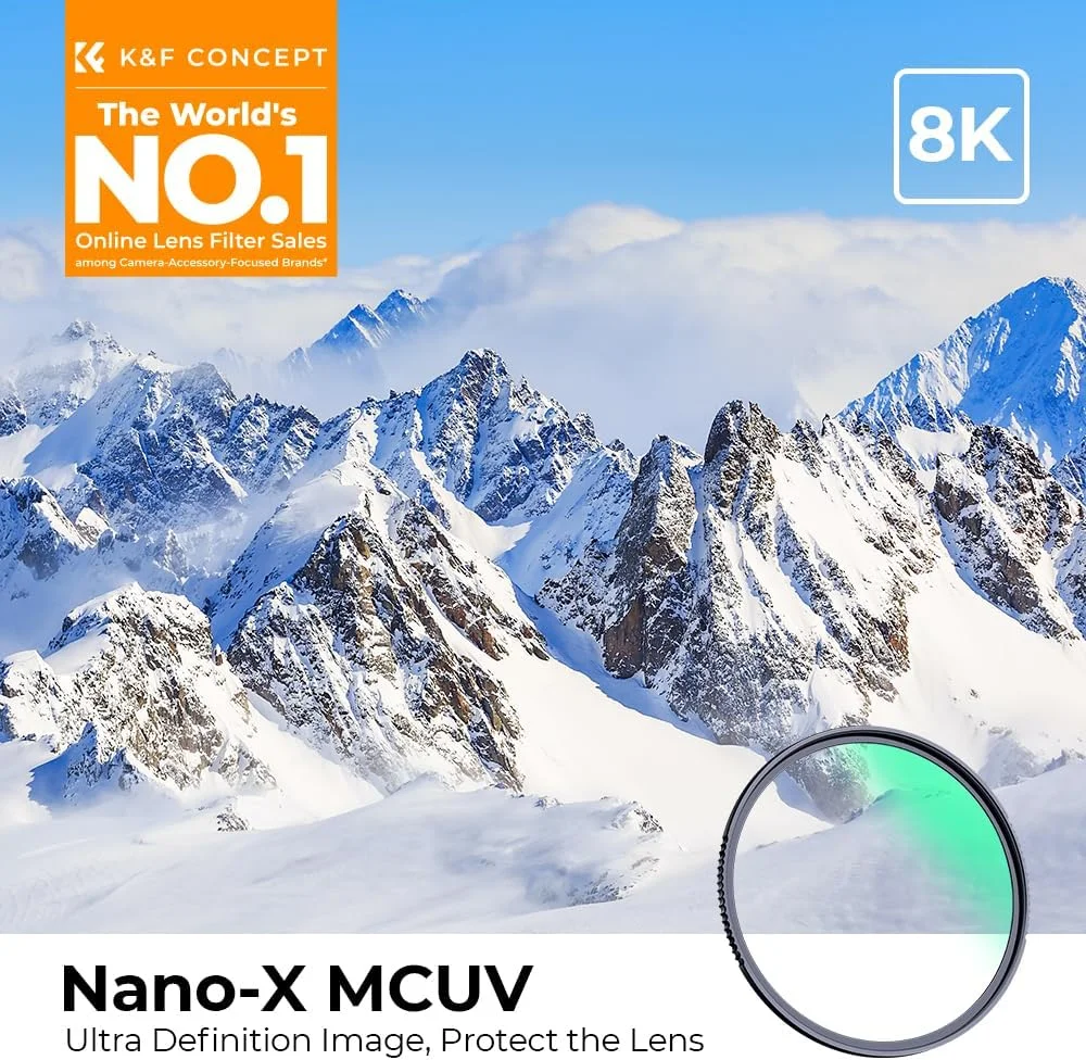 فیلتر محافظ UV چند لایه K&F Concept با پوشش 28 لایه، HD، ضد آب و ضد خش، فوق العاده باریک برای لنز دوربین 95 میلی متری