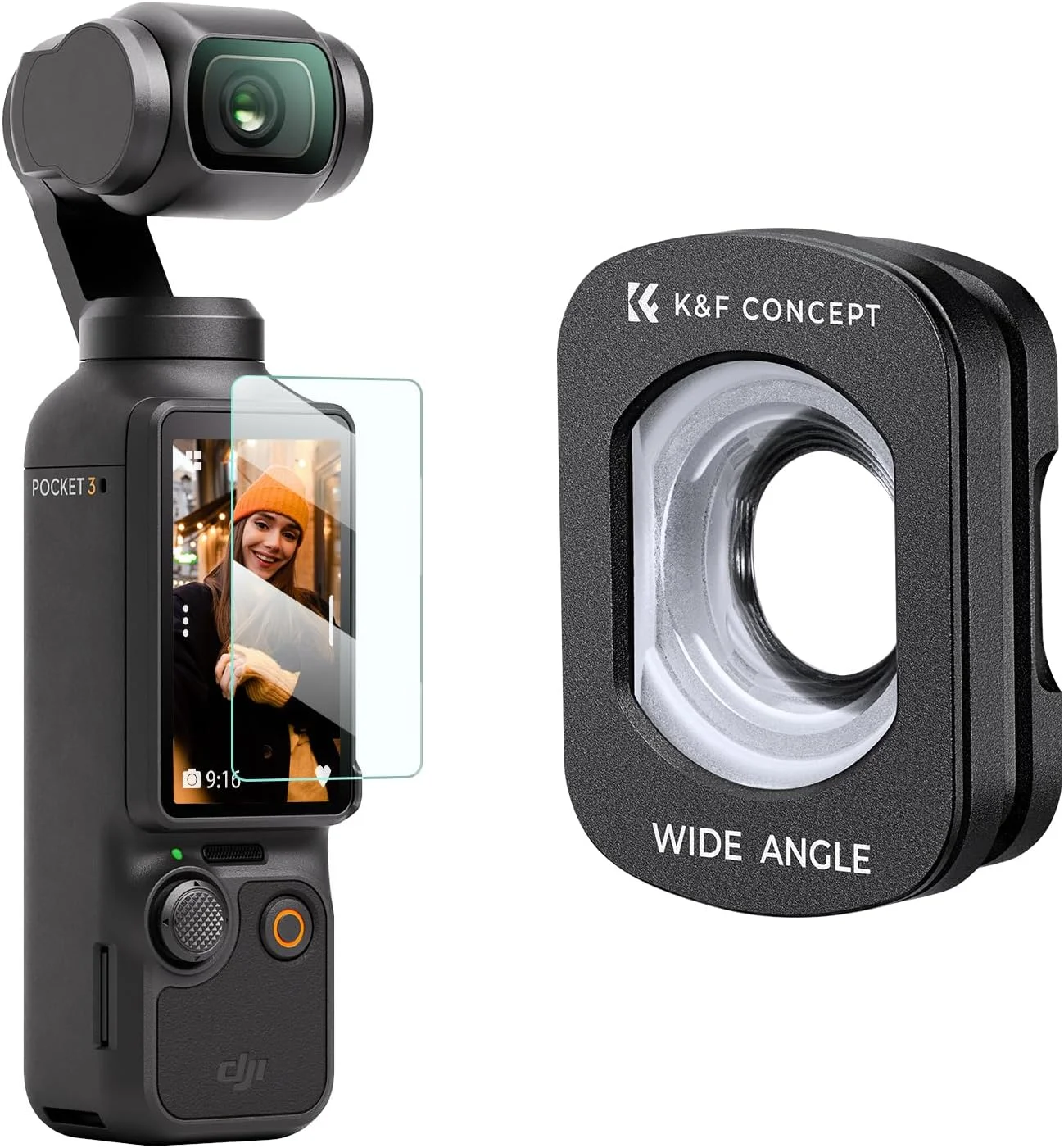 لنز زاویه باز مغناطیسی K&F Concept سازگار با DJI OSMO POCKET 3، لنزهای جانبی با دید گسترده خارجی