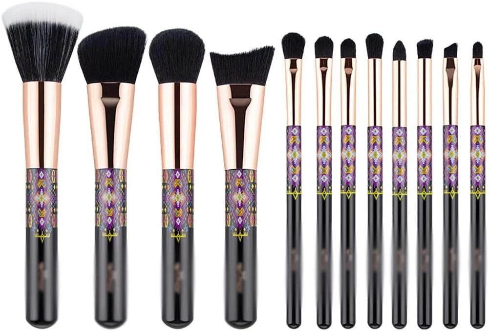 ست برس آرایشی 12 عددی حرفه ای SKipdr به همراه کیف برای کرم پودر، سایه چشم، رژگونه و ابرو