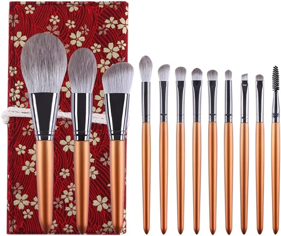 ست برس آرایشی طبیعی SKipdr، برس آرایش چشم، کیت موی بز برای پودر صورت، برس آرایش فونداسیون