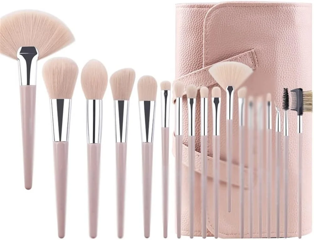 ست برس آرایشی اسکیپدر، مجموعه 18 عددی برس آرایشی حرفه ای با دسته نوک تیز، ابزار آرایشی صورت، چشم و لب