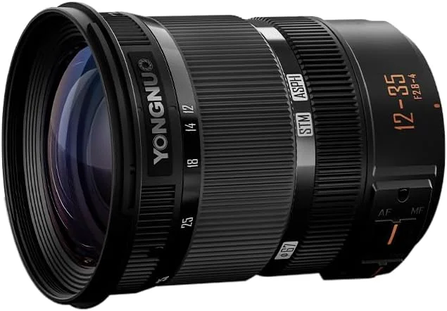 لنز زوم استاندارد 12-35 میلیمتری YONGNUO با دیافراگم F2.8-4، طراحی زوم داخلی، فاصله کانونی معادل 24-70 میلیمتر، دیافراگم باز F2.8 لنز زوم استاندارد 12-35 میلیمتری YONGNUO با دیافراگم F2.8-4، طراحی زوم داخلی، فاصله کانونی معادل 24-70 میلیمتر، دیافراگم باز F2.8