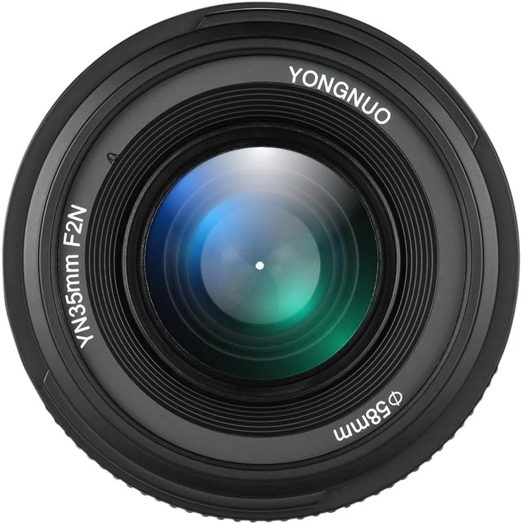 لنز زاویه باز یونگنو Yn35mm F2N F2.0 با فوکوس ثابت Af/Mf و مانت F برای دوربین های نیکون D7200 D7100 D7000 D5300 D5100 D3300 D3200 D3100 D800 D600 D300S D300 D90 D5500 D3400 D500 Dslr با فاصله کانونی 35mm