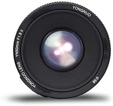 لنز یونگنو YN50MM F1.8 II مشکی AF/MF 0.35M با دیافراگم باز و فوکوس خودکار، سازگار با دهانه Canon EF EOS لنز یونگنو YN50MM F1.8 II مشکی AF/MF 0.35M با دیافراگم باز و فوکوس خودکار، سازگار با دهانه Canon EF EOS