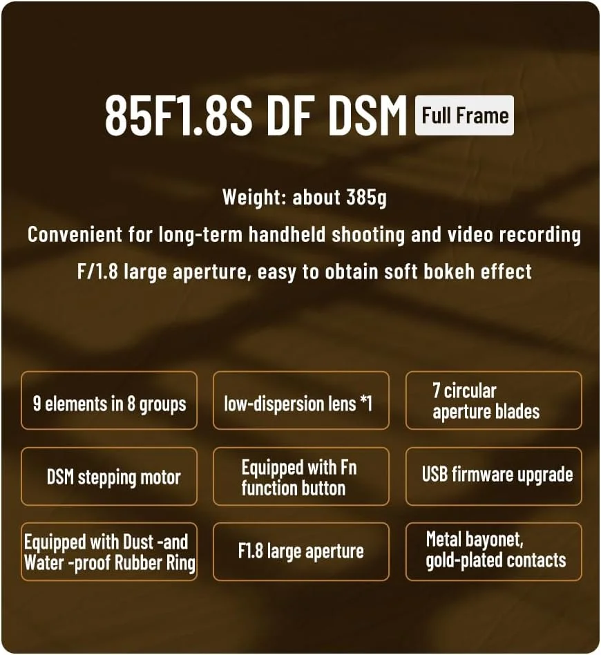 لنز پرایم فول فریم 85mm F1.8S DF DSM با دیافراگم بزرگ F1.8 YONGNUO برای دوربین های بدون آینه Sony E Mount با بدنه فلزی ارتقا یافته لنز پرایم فول فریم 85mm F1.8S DF DSM با دیافراگم بزرگ F1.8 YONGNUO برای دوربین های بدون آینه Sony E Mount با بدنه فلزی ارتقا یافته