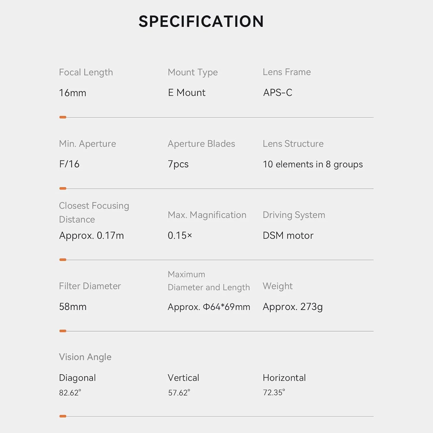 لنز پرایم واید انگل 16 میلی متری YONGNUO YN16MM F1.8S برای Sony E-Mount، دیافراگم بزرگ F1.8، فوکوس خودکار، فریم APS-C لنز پرایم واید انگل 16 میلی متری YONGNUO YN16MM F1.8S برای Sony E-Mount، دیافراگم بزرگ F1.8، فوکوس خودکار، فریم APS-C