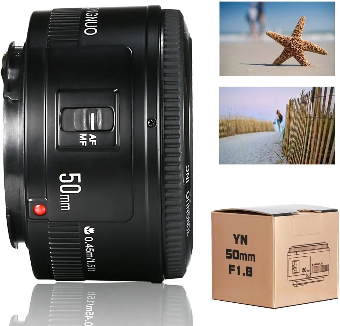 لنز استاندارد پرایم 50 میلیمتری YONGNUO YN50 F/1.8 1:1.8 برای دوربین Canon EOS Rebel + پخش کننده فلاش NAMVO لنز استاندارد پرایم 50 میلیمتری YONGNUO YN50 F/1.8 1:1.8 برای دوربین Canon EOS Rebel + پخش کننده فلاش NAMVO