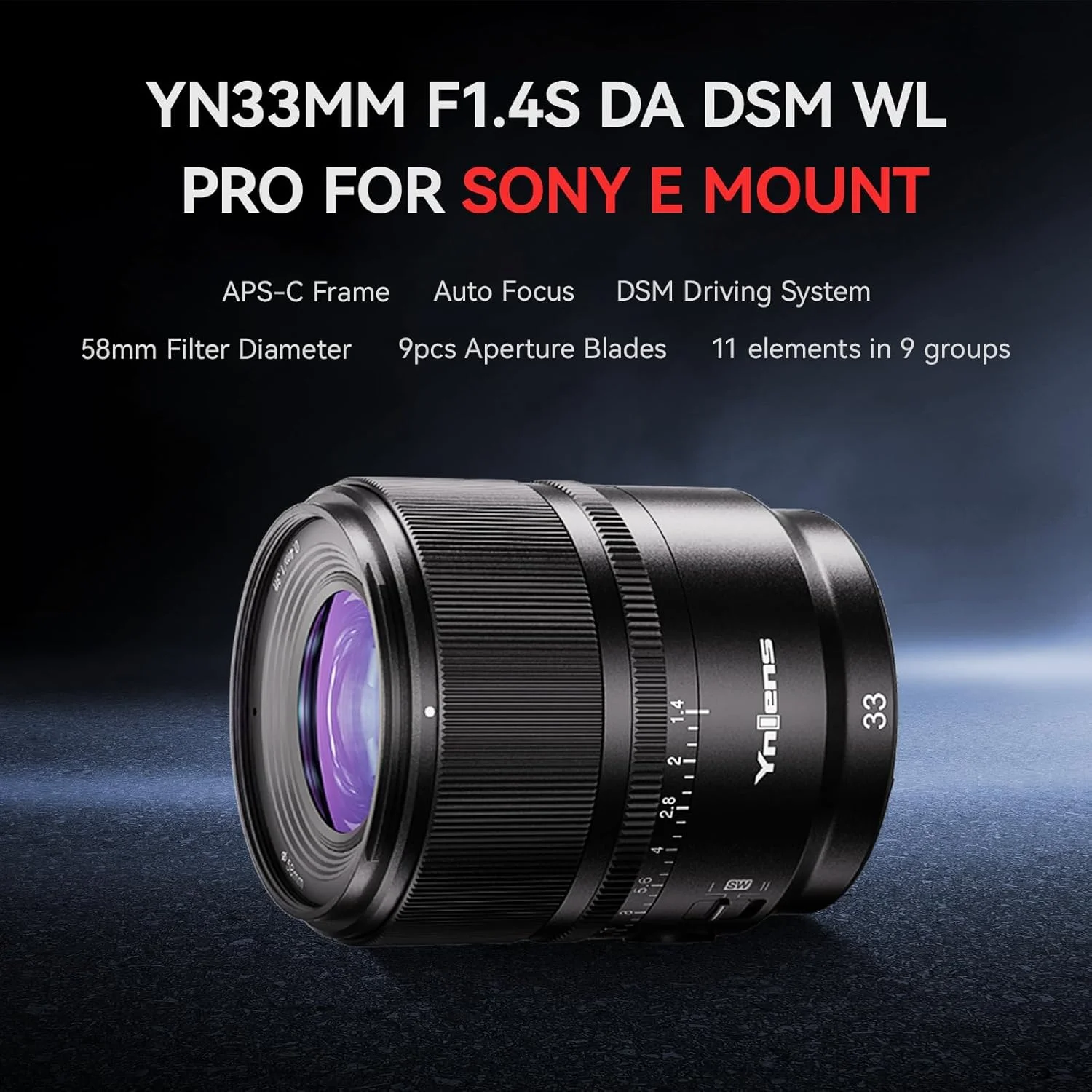 لنز استاندارد پرایم YONGNUO 33MM F1.4S DA DSM WL Pro برای مانت Sony E، فوکوس خودکار فرمت APS-C برای دوربین های بدون آینه سونی (YN23mm F1.4S DA DSM WL Pro) لنز استاندارد پرایم YONGNUO 33MM F1.4S DA DSM WL Pro برای مانت Sony E، فوکوس خودکار فرمت APS-C برای دوربین های بدون آینه سونی (YN23mm F1.4S DA DSM WL Pro)