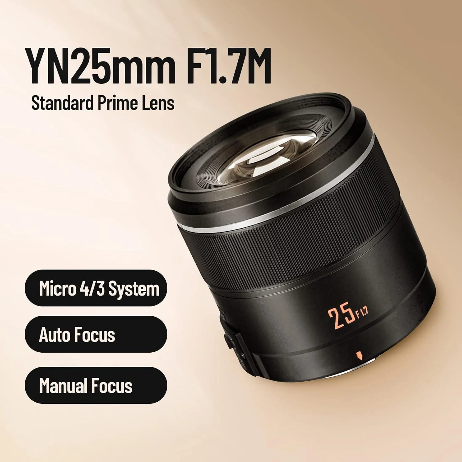 لنز استاندارد پرایم فوکوس خودکار یونگنو YN25mm F1.7M، بدون آینه میکرو چهار سوم، سازگار با دوربین های المپوس و پاناسونیک - مشکی لنز استاندارد پرایم فوکوس خودکار یونگنو YN25mm F1.7M، بدون آینه میکرو چهار سوم، سازگار با دوربین های المپوس و پاناسونیک - مشکی