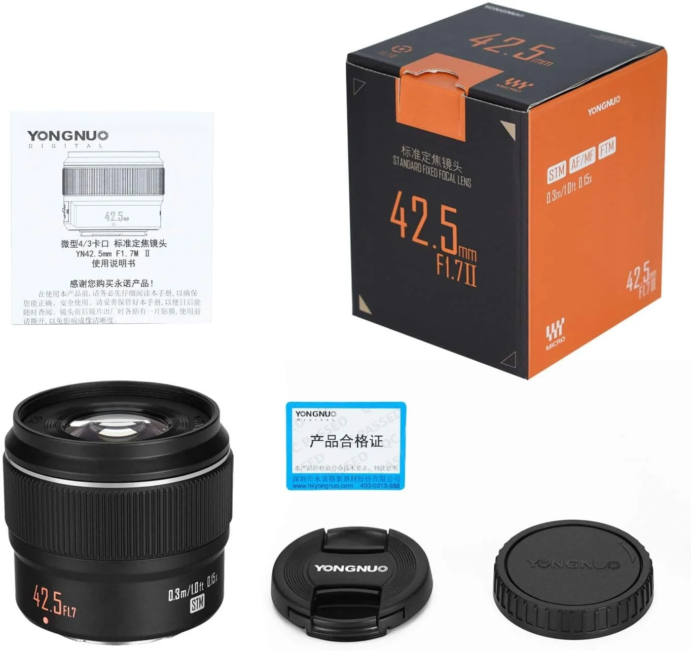 لنز پرایم ثابت 42.5 میلیمتری YONGNUO YN42.5mm F1.7M II با فوکوس خودکار برای دوربینهای میکرو چهار سوم - مشکی لنز پرایم ثابت 42.5 میلیمتری YONGNUO YN42.5mm F1.7M II با فوکوس خودکار برای دوربینهای میکرو چهار سوم - مشکی