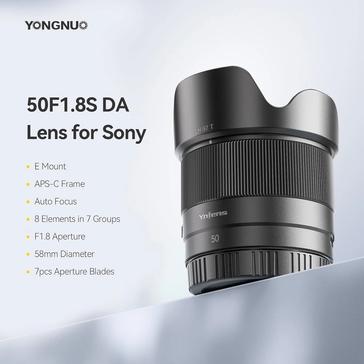 لنز 50mm F1.8 YONGNUO برای مانت Sony E، فوکوس خودکار دیافراگم بزرگ F1.8S، لنز پرایم استاندارد فریم APSC برای دوربین های بدون آینه Sony E-Mount (مشکی) لنز 50mm F1.8 YONGNUO برای مانت Sony E، فوکوس خودکار دیافراگم بزرگ F1.8S، لنز پرایم استاندارد فریم APSC برای دوربین های بدون آینه Sony E-Mount (مشکی)