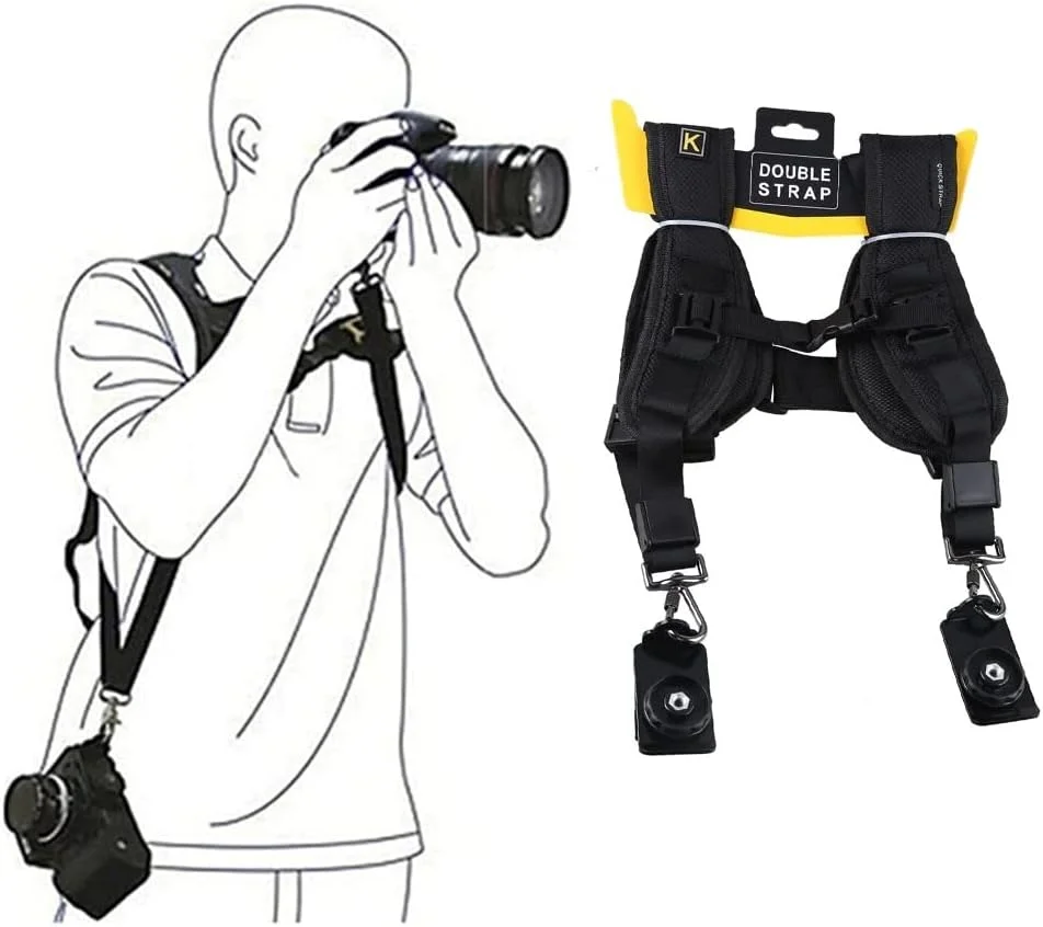 بند دوتایی شانه ای دوربین دیجیتال eWINNER با قابلیت تنظیم سریع برای کانن، نیکون و سونی 2 - مشکی بند دوتایی شانه ای دوربین دیجیتال eWINNER با قابلیت تنظیم سریع برای کانن، نیکون و سونی 2 - مشکی