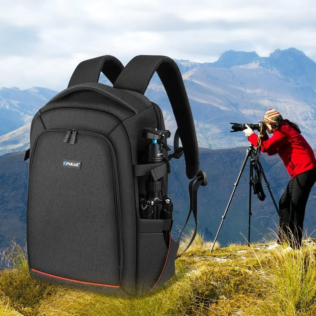 کیف دوربین عکاسی حرفه ای ای وینر با محفظه لپ تاپ و روکش ضد آب باران برای دوربین های DSLR SLR بدون آینه لنز سه پایه کوله پشتی عکاسی برای زنان مردان عکاس