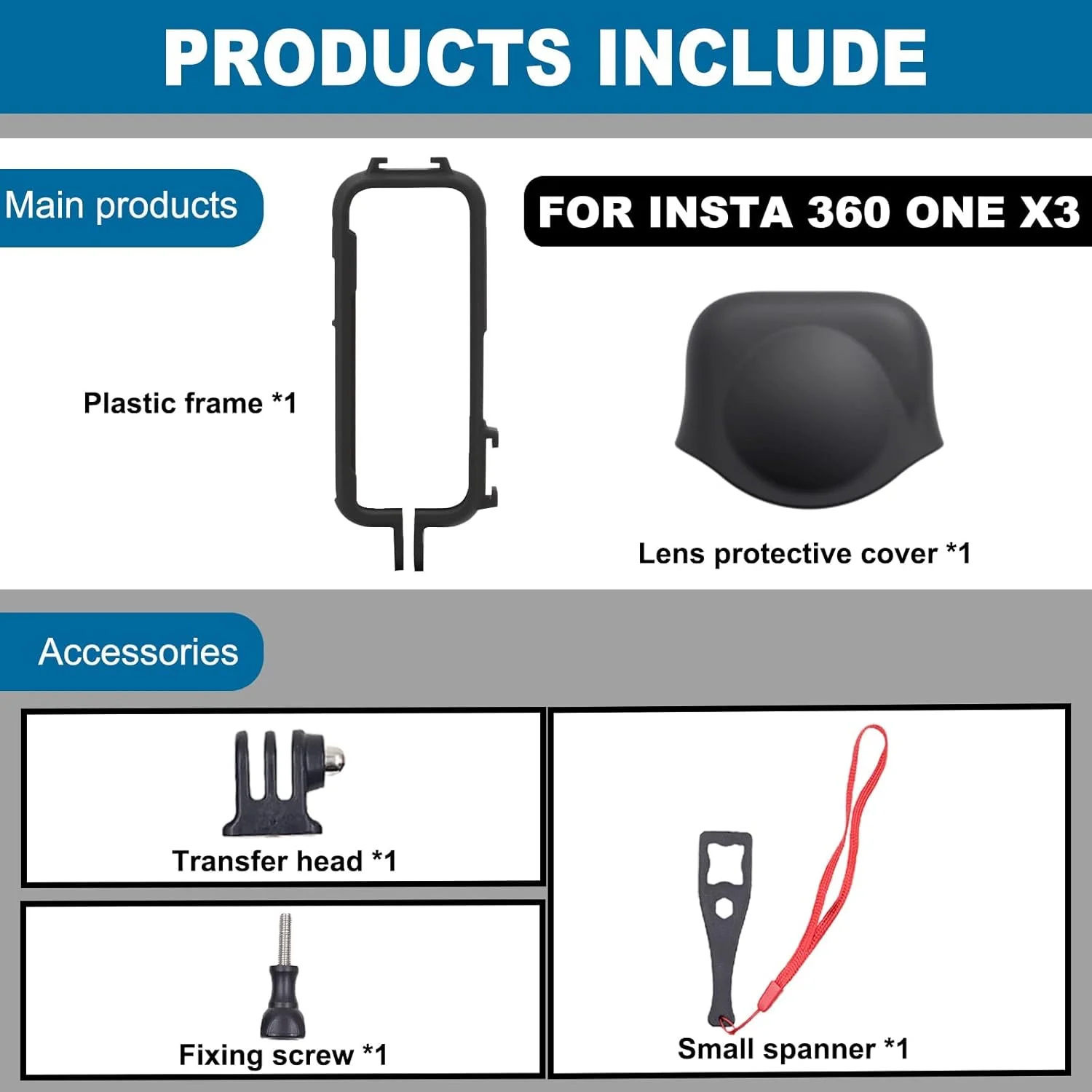لوازم جانبی براکت نصب دو پورت کفشک سرد eWINNER سازگار با قاب دوربین اکشن پانوراما Insta360 ONE X3، قفس محافظ با محفظه درپوش لنز (برای Insta360 ONE X3) لوازم جانبی براکت نصب دو پورت کفشک سرد eWINNER سازگار با قاب دوربین اکشن پانوراما Insta360 ONE X3، قفس محافظ با محفظه درپوش لنز (برای Insta360 ONE X3)