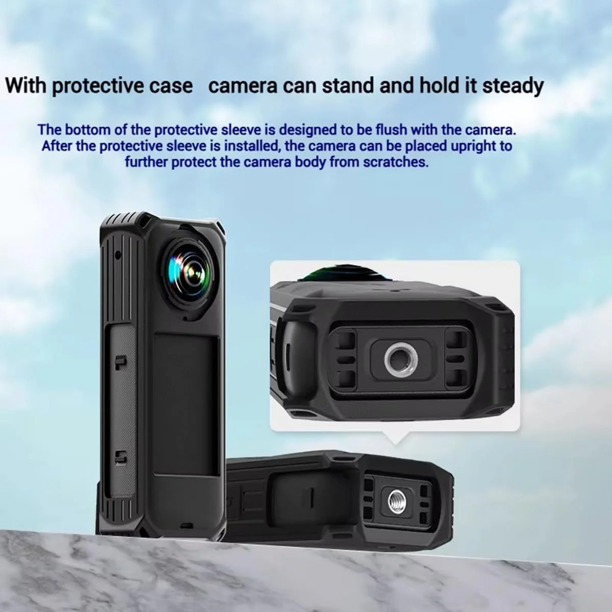 محافظ سیلیکونی دوربین Insta360 X5، کاور محافظ سیلیکونی با درپوش لنز و بند ضد گم شدن، پوشش محافظ کامل لوازم جانبی دوربین Insta360 X5 (مشکی)