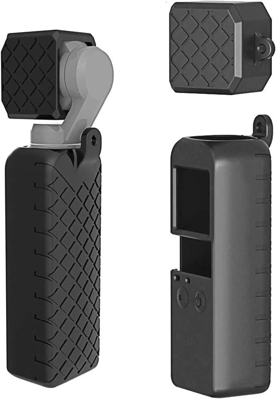 مجموعه کاور محافظ لنز و بدنه سیلیکونی نرم با بافت ضد لغزش 2 در 1 eWINNER سازگار با دوربین گیمبال دستی DJI OSMO Pocket (OSMO Pocket1، مشکی) مجموعه کاور محافظ لنز و بدنه سیلیکونی نرم با بافت ضد لغزش 2 در 1 eWINNER سازگار با دوربین گیمبال دستی DJI OSMO Pocket (OSMO Pocket1، مشکی)