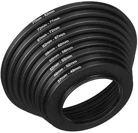 کیت حلقه آداپتور فیلتر لنز آلومینیومی افزاینده و کاهنده eWINNER (37-82 میلی‌متر، 18 قطعه)