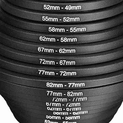 کیت حلقه آداپتور فیلتر لنز آلومینیومی افزاینده و کاهنده eWINNER (37-82 میلی‌متر، 18 قطعه)