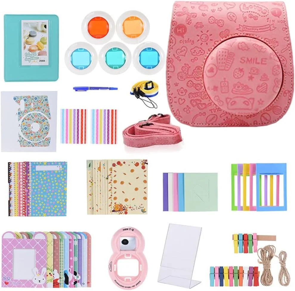 کیت لوازم جانبی دوربین 14 در 1 ای وینر، شامل کیف دوربین، آلبوم عکس، لنز سلفی، بسته برچسب دوربین، سازگار با Fujifilm Instax Mini 9/8/8+/8s به همراه فیلتر رنگی دوربین (صورتی کارتونی) کیت لوازم جانبی دوربین 14 در 1 ای وینر، شامل کیف دوربین، آلبوم عکس، لنز سلفی، بسته برچسب دوربین، سازگار با Fujifilm Instax Mini 9/8/8+/8s به همراه فیلتر رنگی دوربین (صورتی کارتونی)