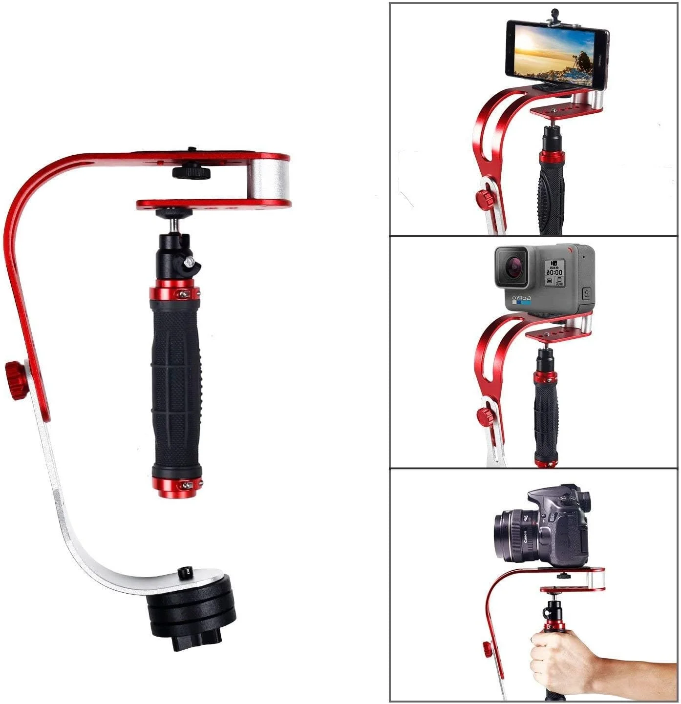 تثبیت کننده دوربین فیلمبرداری حرفه ای eWINNER Pro، استدی کم دستی سازگار با دوربین های اکشن Gopro، دوربین های DV SLR Canon Nikon Lumix Pentax iPhone، دوربین های دیجیتال، دوربین های فیلمبرداری و هر دوربین DSLR (مشکی و قرمز) تثبیت کننده دوربین فیلمبرداری حرفه ای eWINNER Pro، استدی کم دستی سازگار با دوربین های اکشن Gopro، دوربین های DV SLR Canon Nikon Lumix Pentax iPhone، دوربین های دیجیتال، دوربین های فیلمبرداری و هر دوربین DSLR (مشکی و قرمز)