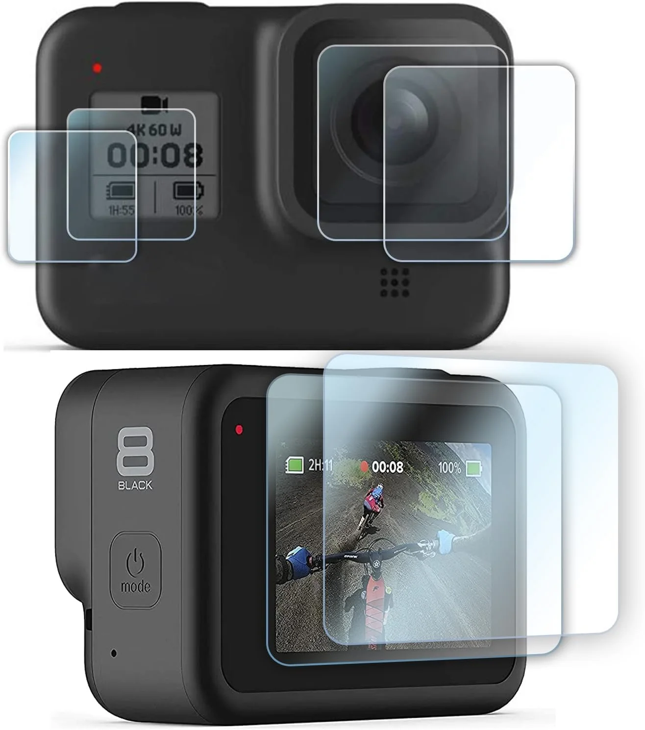 محافظ صفحه نمایش دوربین اکشن eWINNER سازگار با GoPro Hero 8 Black / محافظ صفحه نمایش شیشه ای فوق العاده شفاف + محافظ لنز شیشه ای + فیلم نمایشگر کوچک - 6 عدد محافظ صفحه نمایش دوربین اکشن eWINNER سازگار با GoPro Hero 8 Black / محافظ صفحه نمایش شیشه ای فوق العاده شفاف + محافظ لنز شیشه ای + فیلم نمایشگر کوچک - 6 عدد
