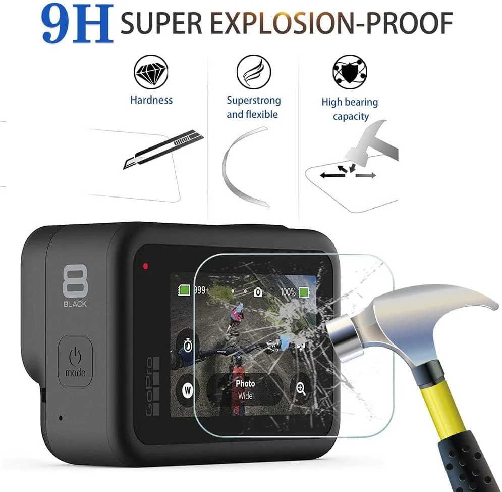 محافظ صفحه نمایش دوربین اکشن eWINNER سازگار با GoPro Hero 8 Black / محافظ صفحه نمایش شیشه ای فوق العاده شفاف + محافظ لنز شیشه ای + فیلم نمایشگر کوچک - 6 عدد محافظ صفحه نمایش دوربین اکشن eWINNER سازگار با GoPro Hero 8 Black / محافظ صفحه نمایش شیشه ای فوق العاده شفاف + محافظ لنز شیشه ای + فیلم نمایشگر کوچک - 6 عدد