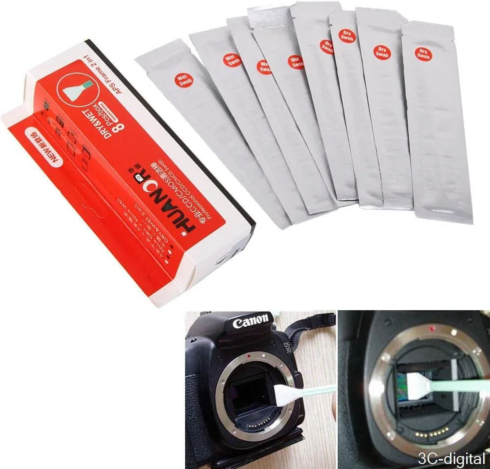ست سواب تمیز کننده سنسور CMOS CCD دوربین عکاسی eWINNER شامل 4 عدد خشک و 4 عدد مرطوب برای لنز/سنسور دوربین های SLR و بدون آینه - کیت چسبی برای لوازم جانبی دوربین های DSLR عکاسان (HN-6)