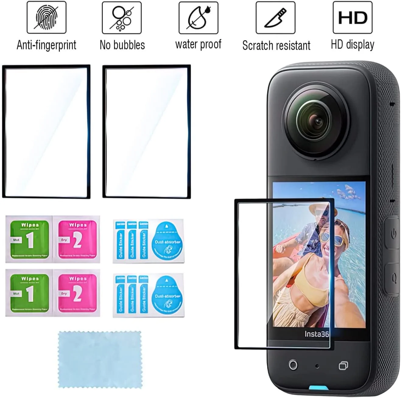 کیت لوازم جانبی دوربین اکشن eWINNER سازگار با Insta360 ONE X3 / قاب محافظ دوربین با آداپتور رزوه 1/4 اینچی / قاب محافظ سیلیکونی / درپوش لنز / محافظ صفحه نمایش