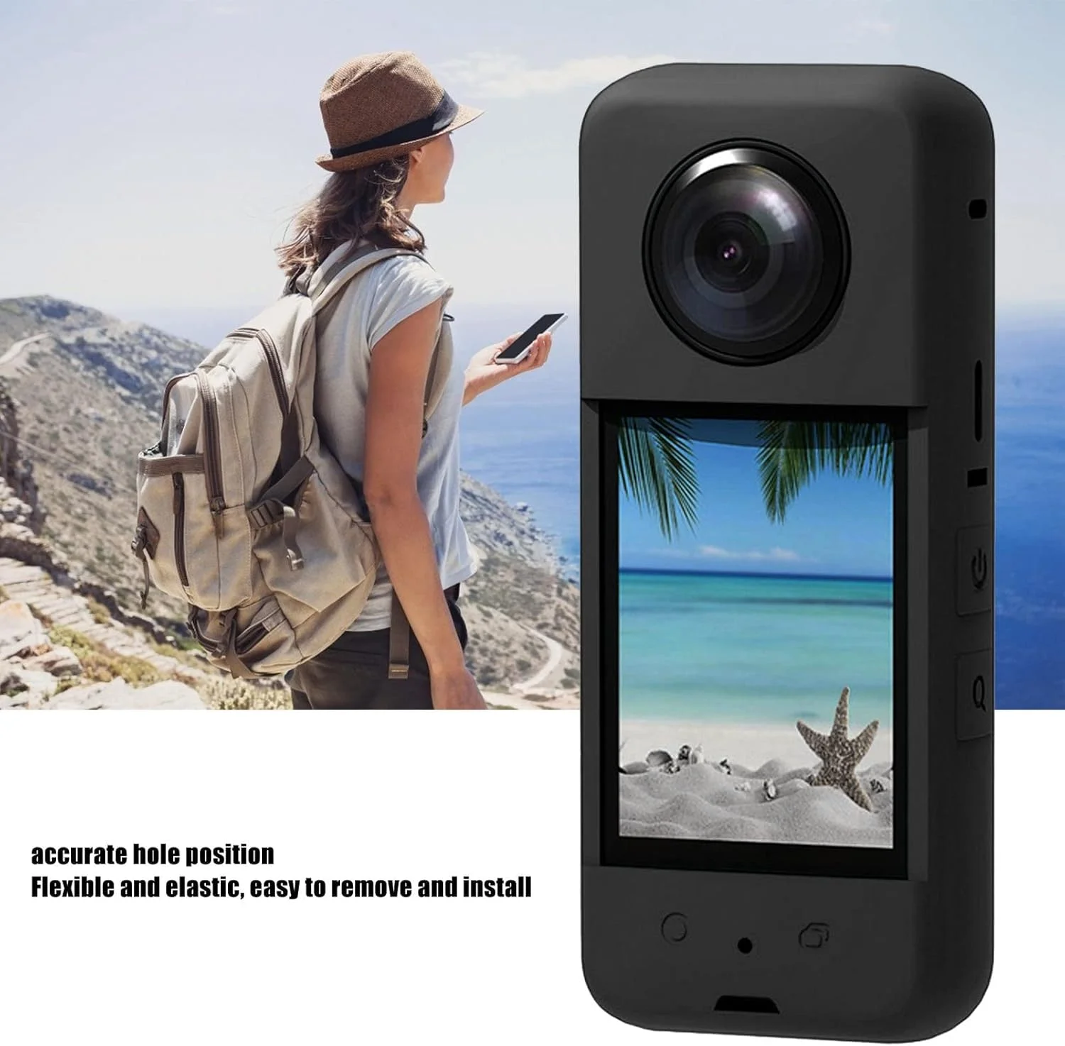 کیت لوازم جانبی دوربین اکشن eWINNER سازگار با Insta360 ONE X3 / قاب محافظ دوربین با آداپتور رزوه 1/4 اینچی / قاب محافظ سیلیکونی / درپوش لنز / محافظ صفحه نمایش