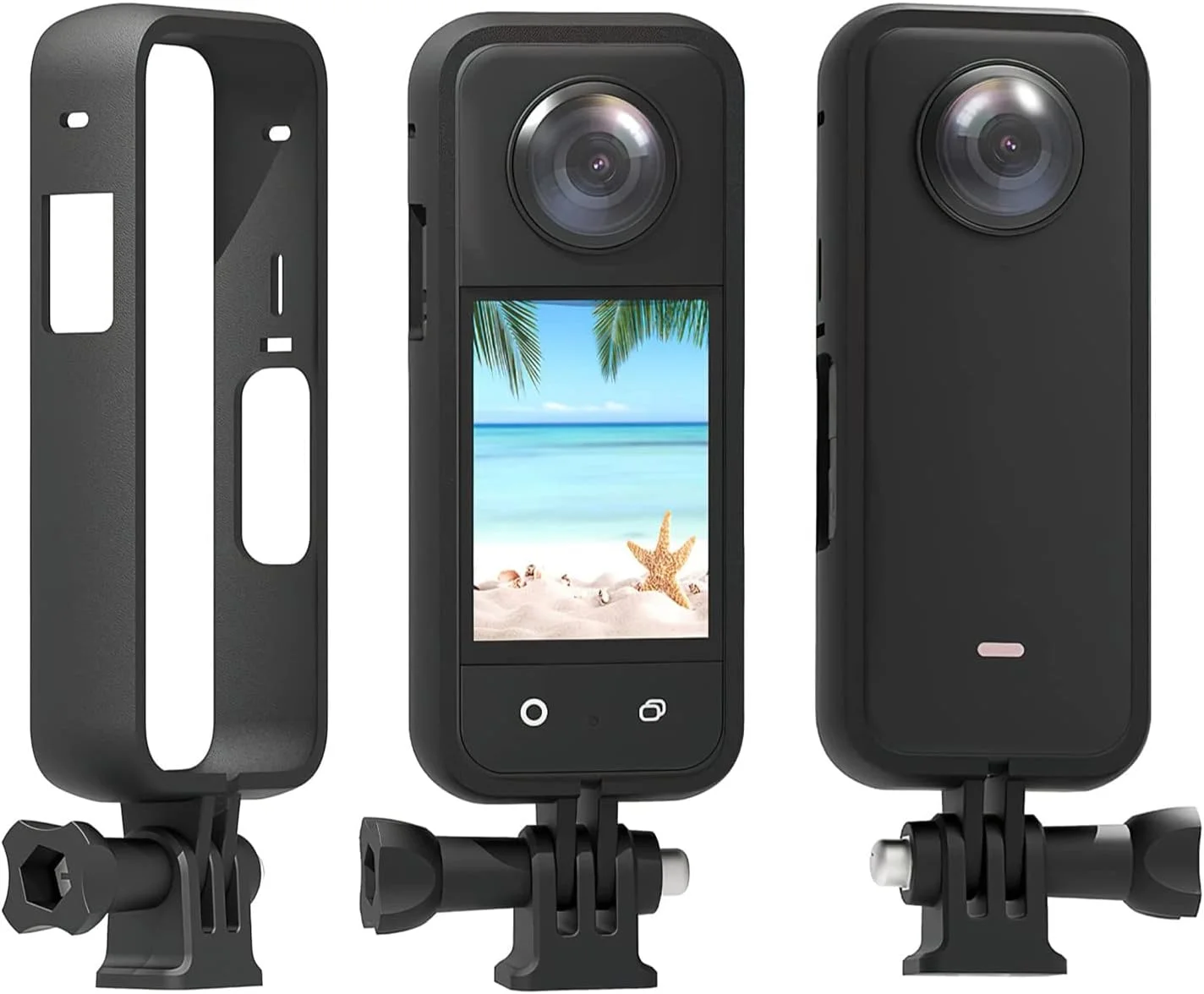 کیت لوازم جانبی دوربین اکشن eWINNER سازگار با Insta360 ONE X3 / قاب محافظ دوربین با آداپتور رزوه 1/4 اینچی / قاب محافظ سیلیکونی / درپوش لنز / محافظ صفحه نمایش