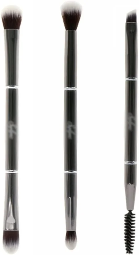 ست براش آرایشی 3 عددی SKipdr فلزی دو سر، مناسب برای ترکیب، سایه ابرو، سایه چشم، خط چشم، کانسیلر